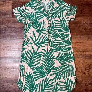 Green Leaf Print Dress